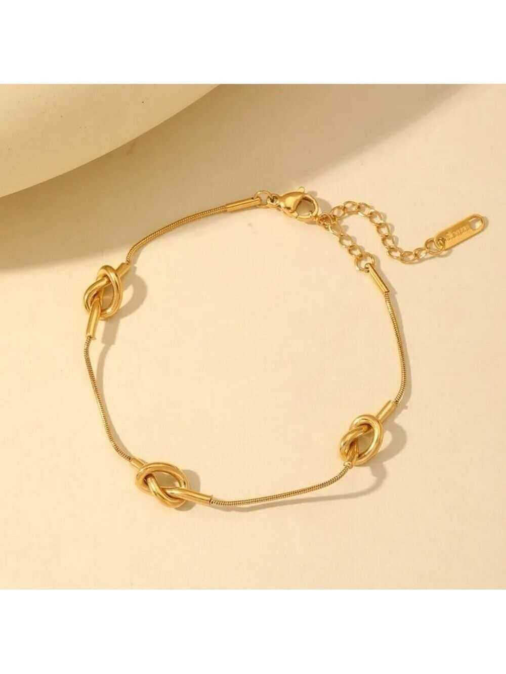 18K Gold Plated Triple Knot Bracelet, Stainless Steel
